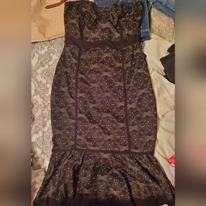 Black lace strapless bodycon dress